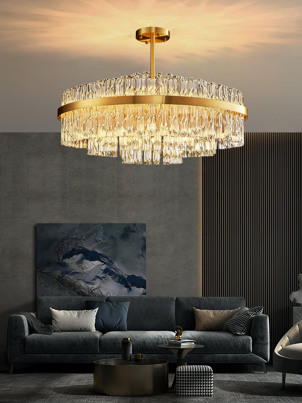 Lustra Chandelier Or Tige Claire Élégant - Neutralighting