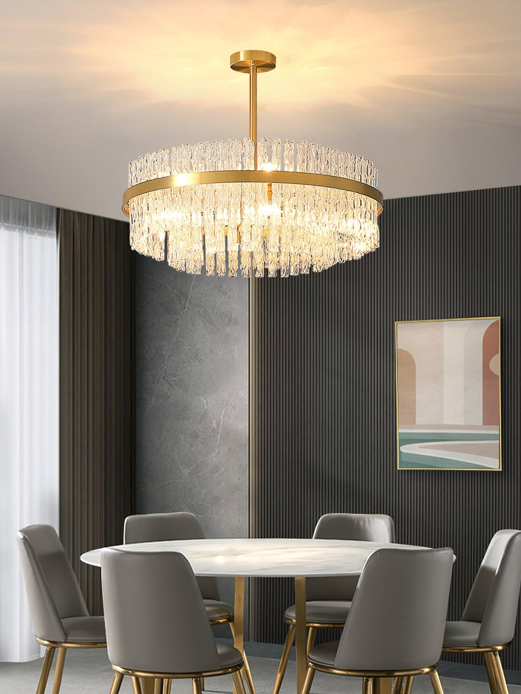 Lustra Chandelier Or Tige Claire Élégant - Neutralighting