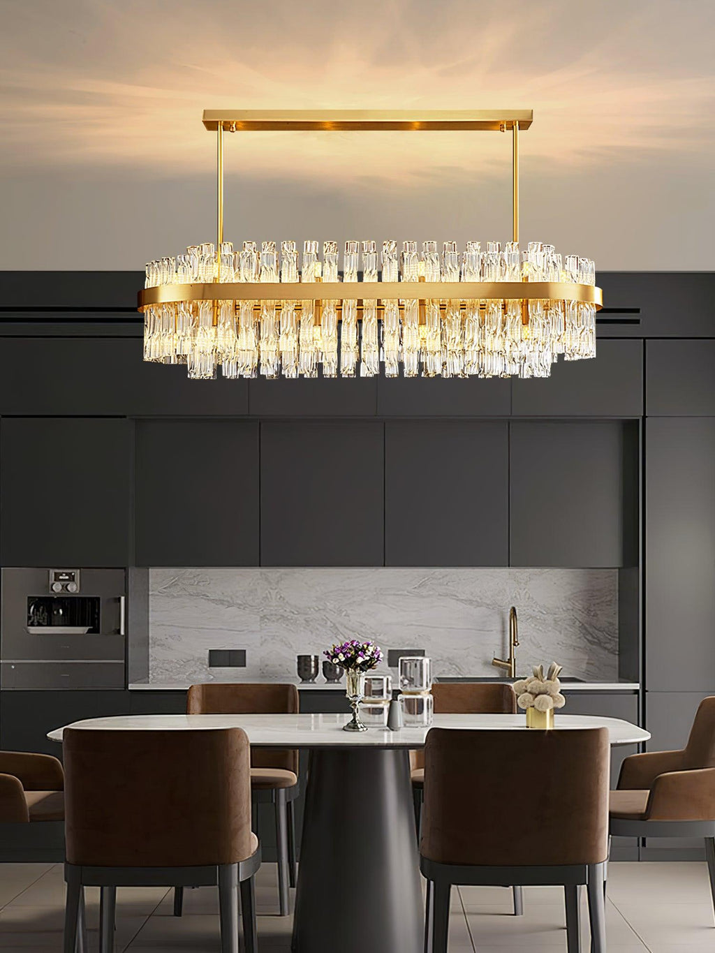 Lustra Chandelier Or Tige Claire Élégant - Neutralighting