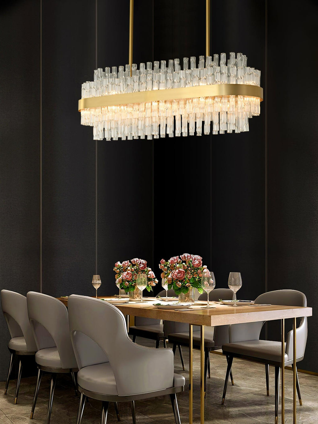 Lustra Chandelier Or Tige Claire Élégant - Neutralighting