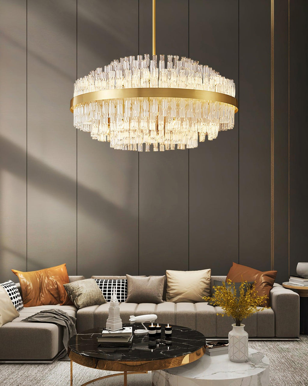 Lustra Chandelier Or Tige Claire Élégant - Neutralighting