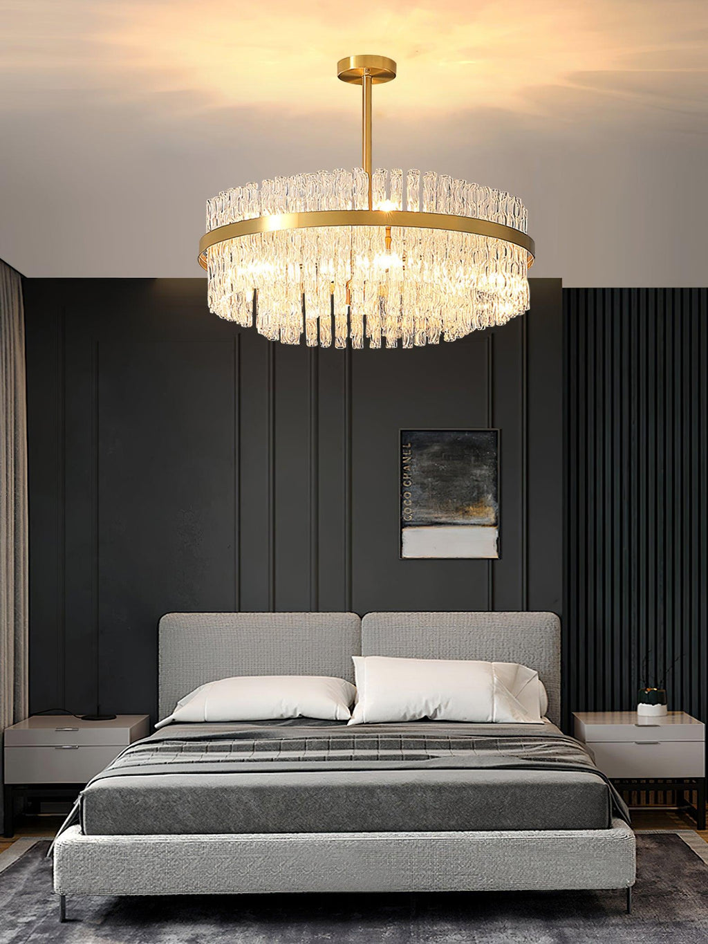 Lustra Chandelier Or Tige Claire Élégant - Neutralighting