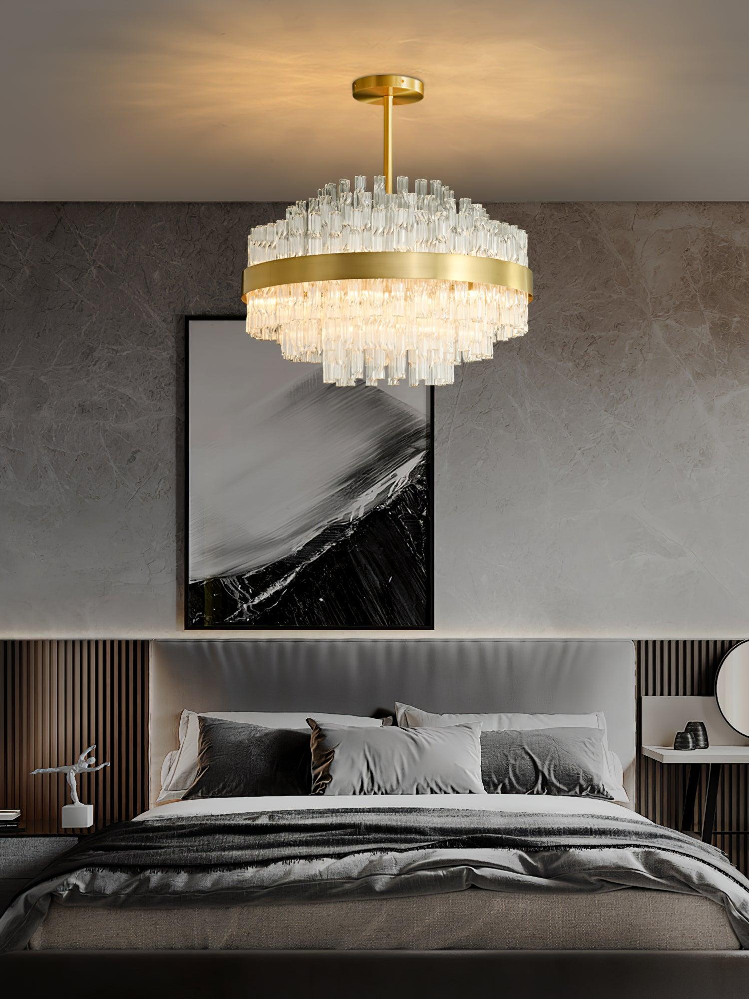 Lustra Chandelier Or Tige Claire Élégant - Neutralighting