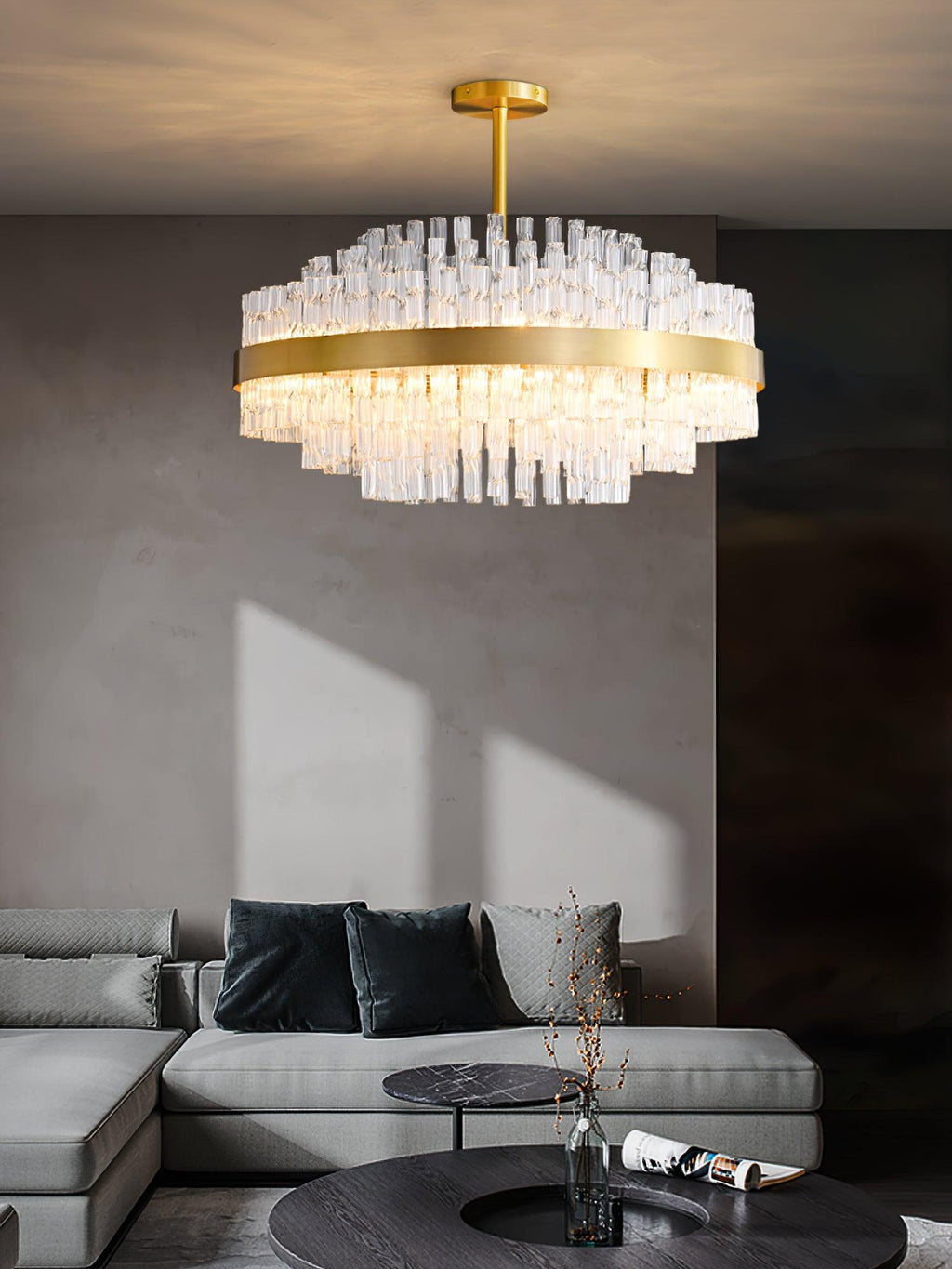 Lustra Chandelier Or Tige Claire Élégant - Neutralighting
