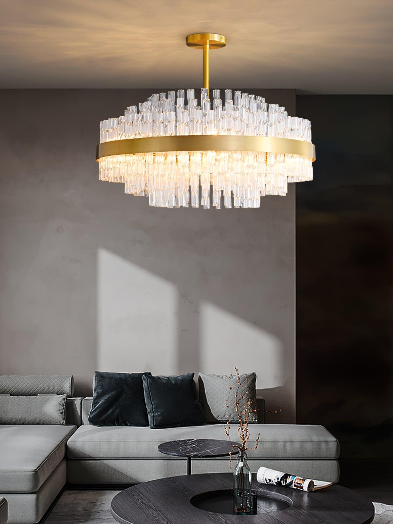 Lustra Chandelier Or Tige Claire Élégant - Neutralighting