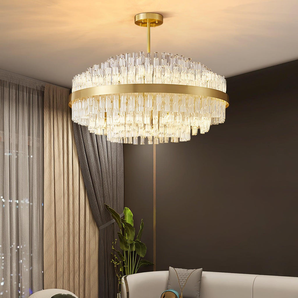 Lustra Chandelier Or Tige Claire Élégant - Neutralighting