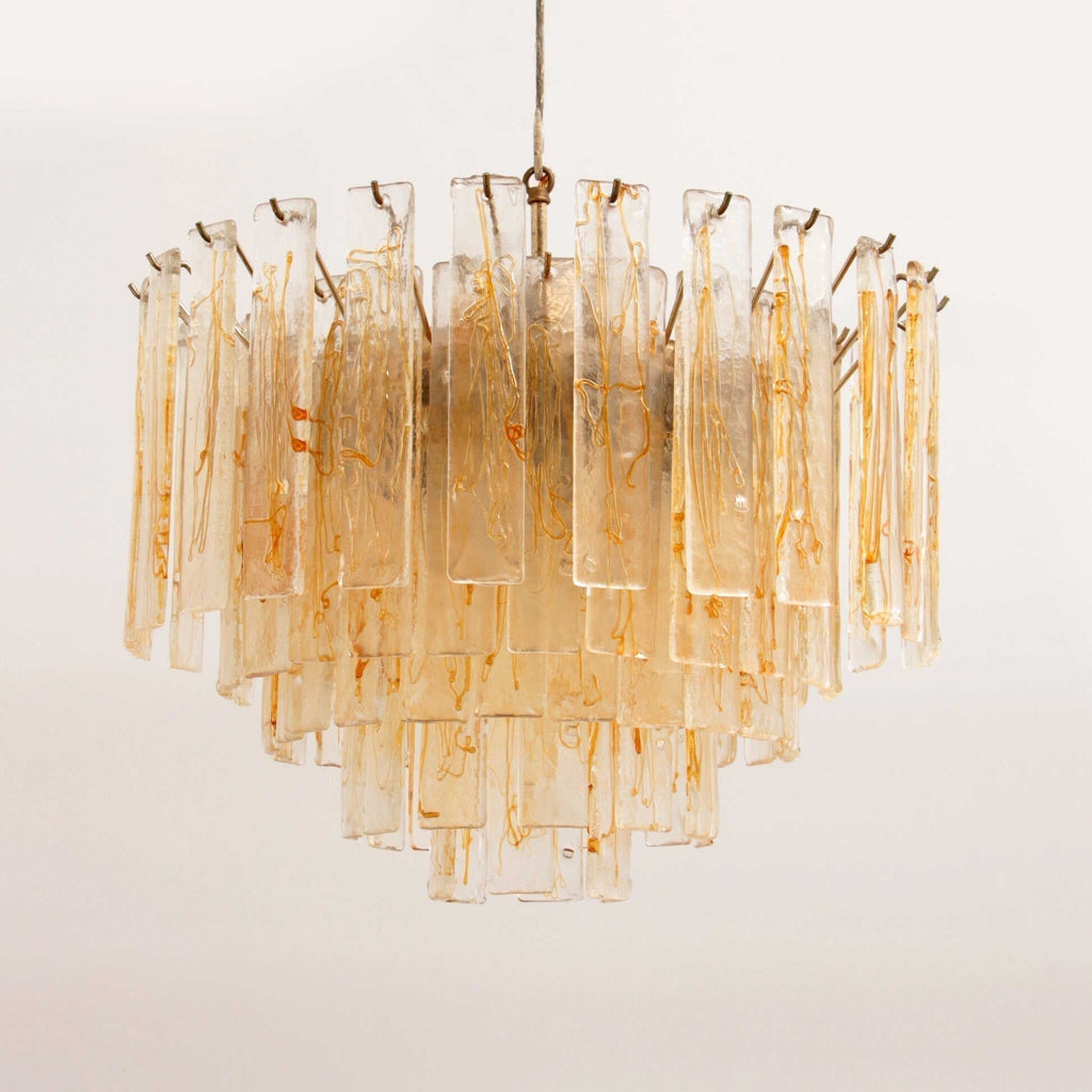 Aurora Lustre Doré Ambre Verre Superposé Géométrique Luxe - Neutralighting
