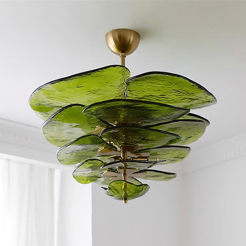 Aurora Chandelier Pétale en Verre Murano Doré Luxe - Neutralighting