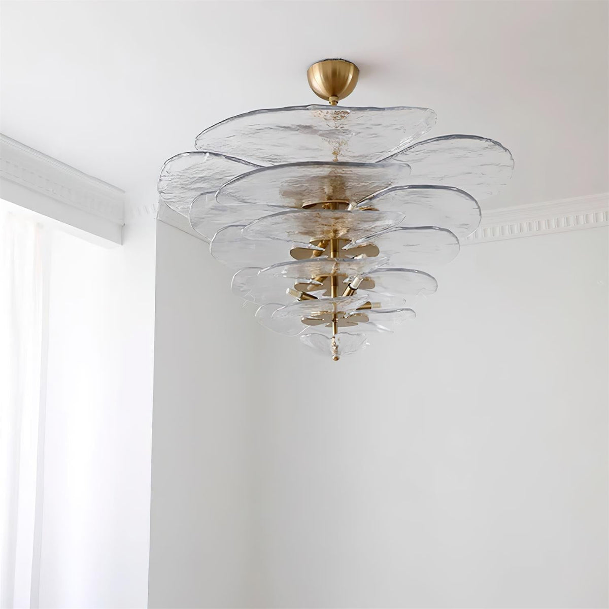 Aurora Chandelier Pétale en Verre Murano Doré Luxe - Neutralighting