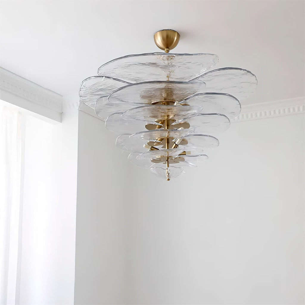 Aurora Chandelier Pétale en Verre Murano Doré Luxe - Neutralighting