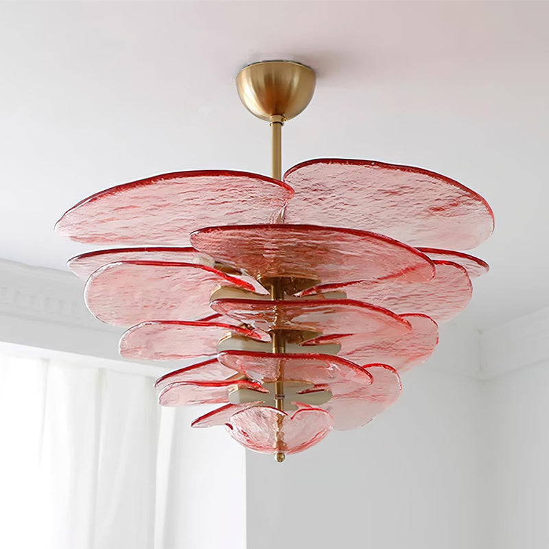 Aurora Chandelier Pétale en Verre Murano Doré Luxe - Neutralighting