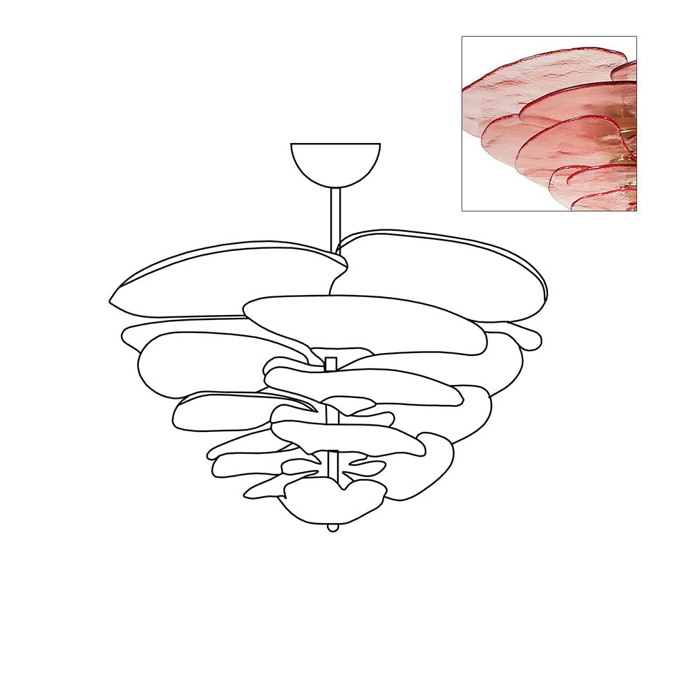 Aurora Chandelier Pétale en Verre Murano Doré Luxe - Neutralighting