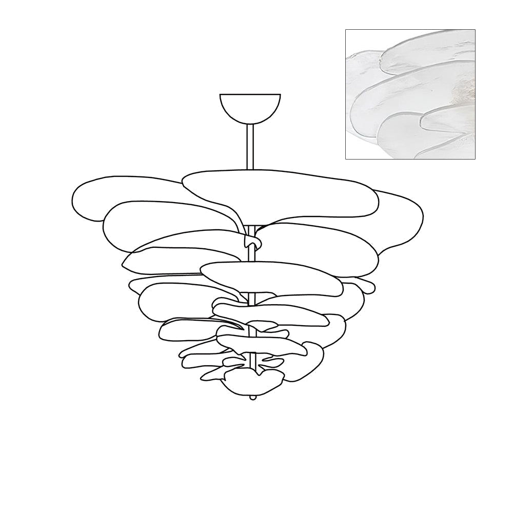 Aurora Chandelier Pétale en Verre Murano Doré Luxe - Neutralighting