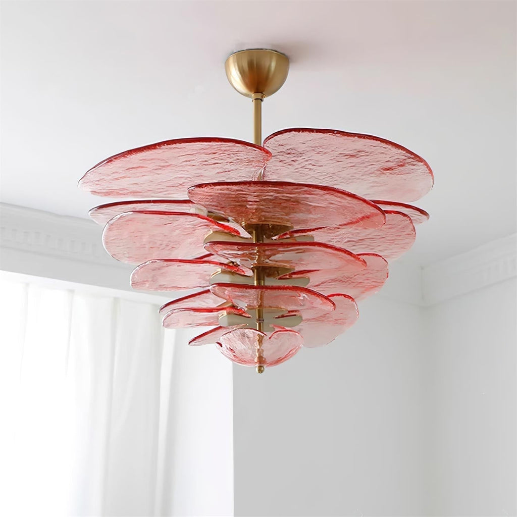 Aurora Chandelier Pétale en Verre Murano Doré Luxe - Neutralighting