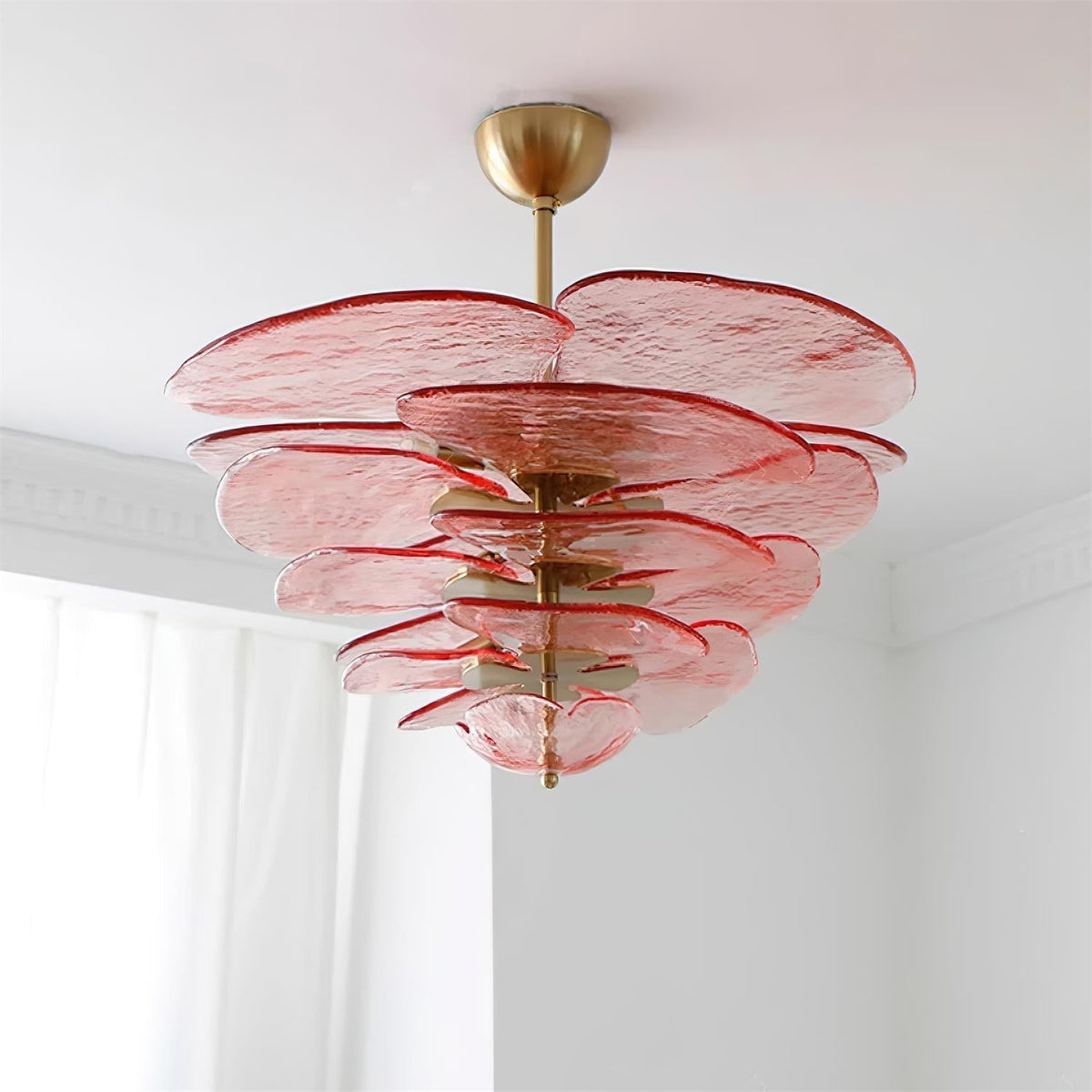 Aurora Chandelier Pétale en Verre Murano Doré Luxe - Neutralighting