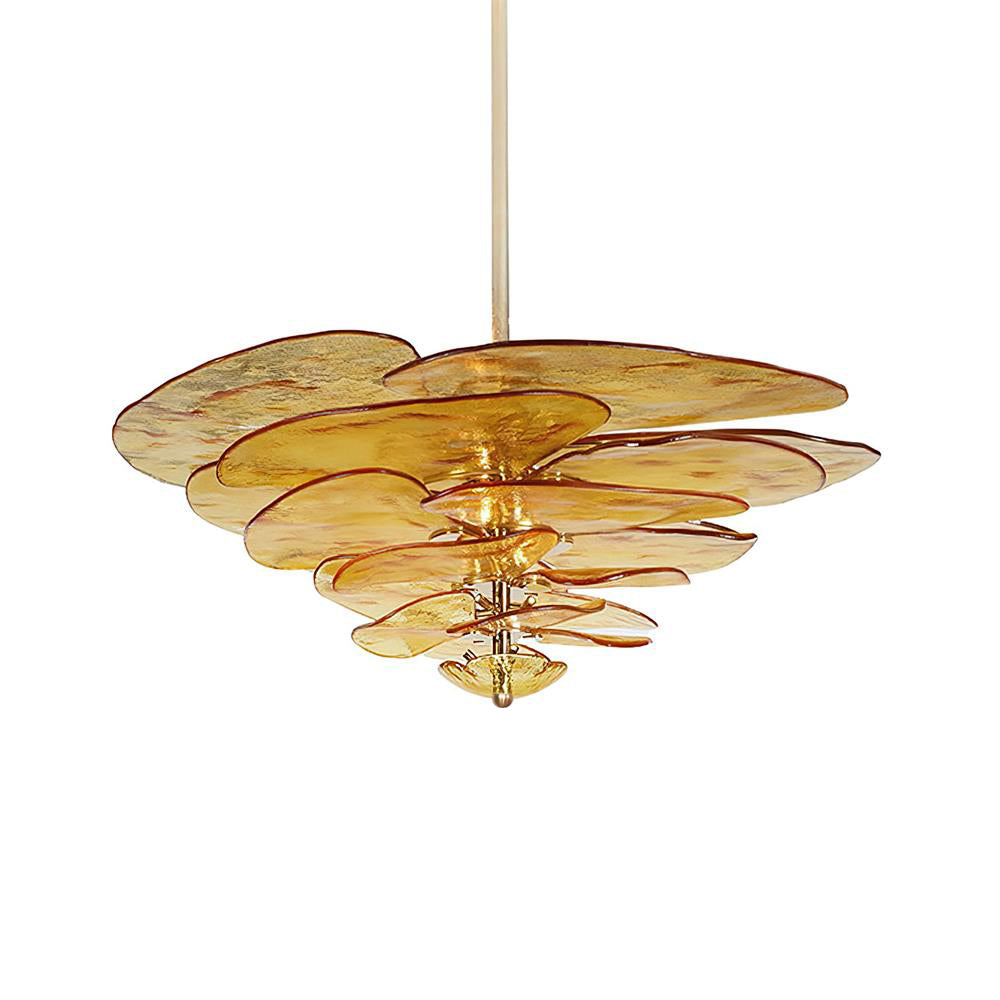 Aurora Chandelier Pétale en Verre Murano Doré Luxe - Neutralighting