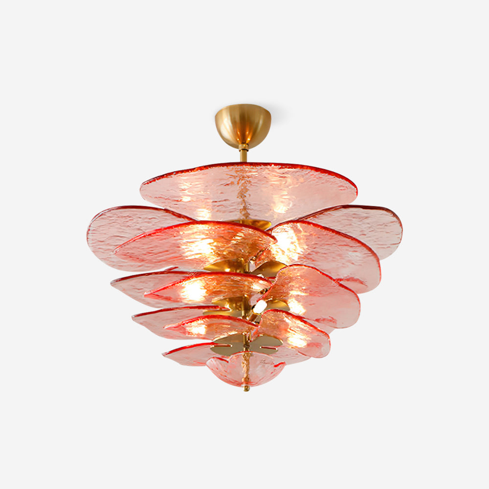 Aurora Chandelier Pétale en Verre Murano Doré Luxe - Neutralighting