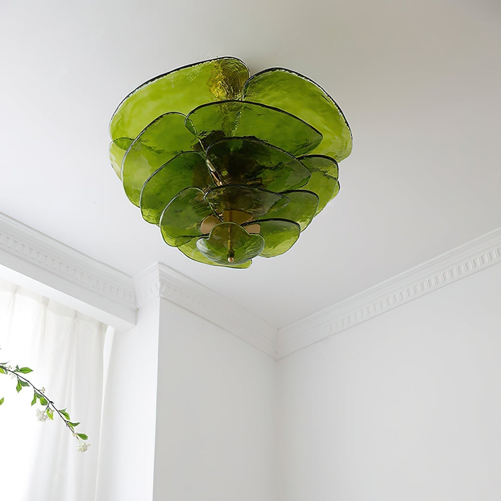 Aurora Chandelier Pétale en Verre Murano Doré Luxe - Neutralighting
