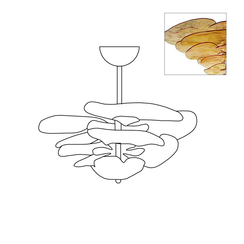 Aurora Chandelier Pétale en Verre Murano Doré Luxe - Neutralighting