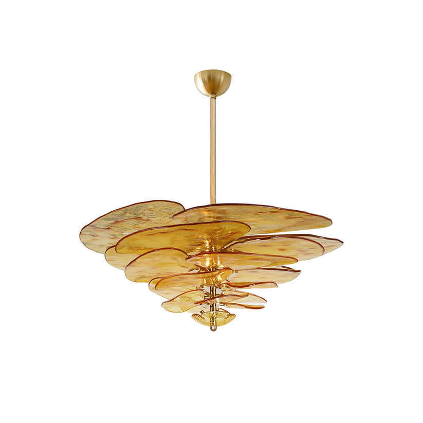 Aurora Chandelier Pétale en Verre Murano Doré Luxe - Neutralighting