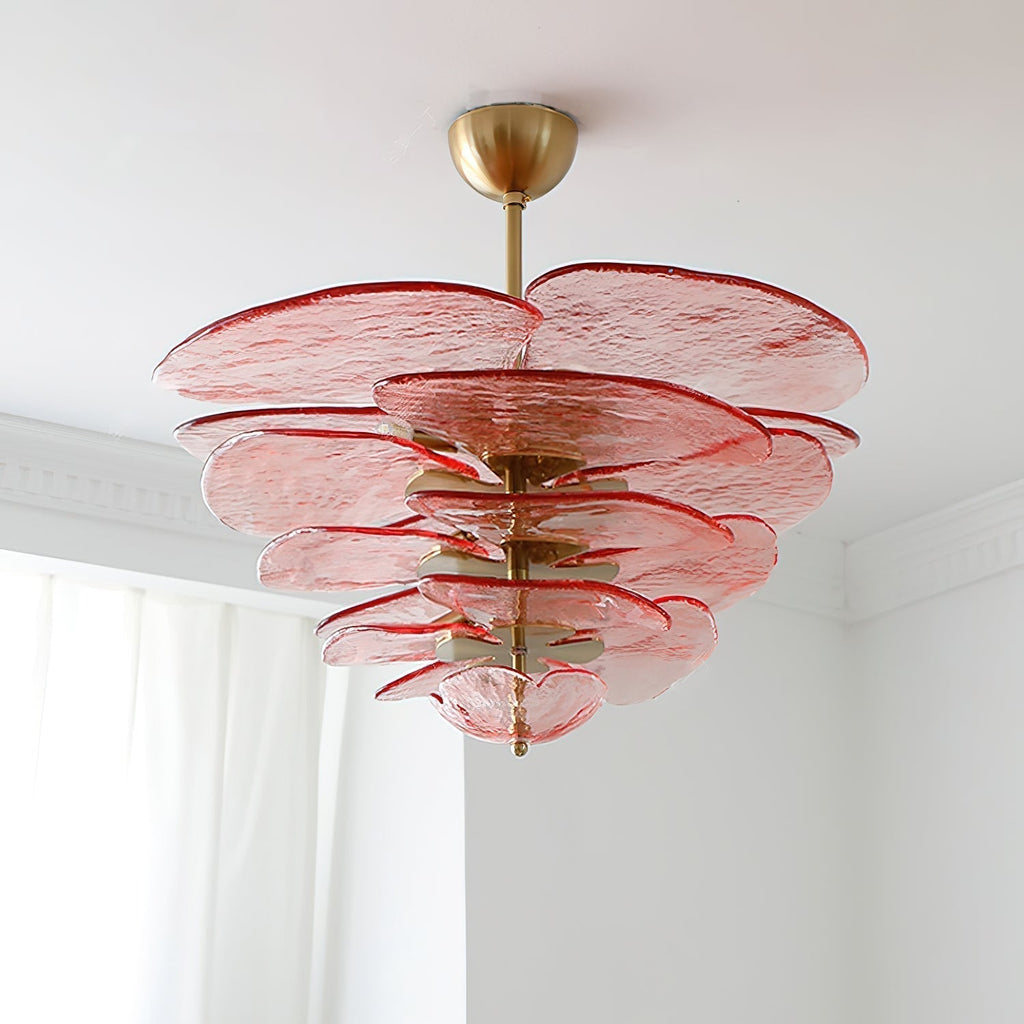 Aurora Chandelier Pétale en Verre Murano Doré Luxe - Neutralighting