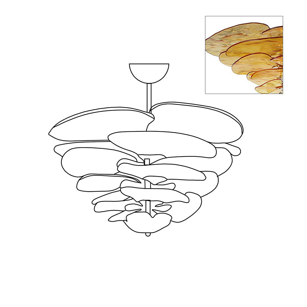 Aurora Chandelier Pétale en Verre Murano Doré Luxe - Neutralighting