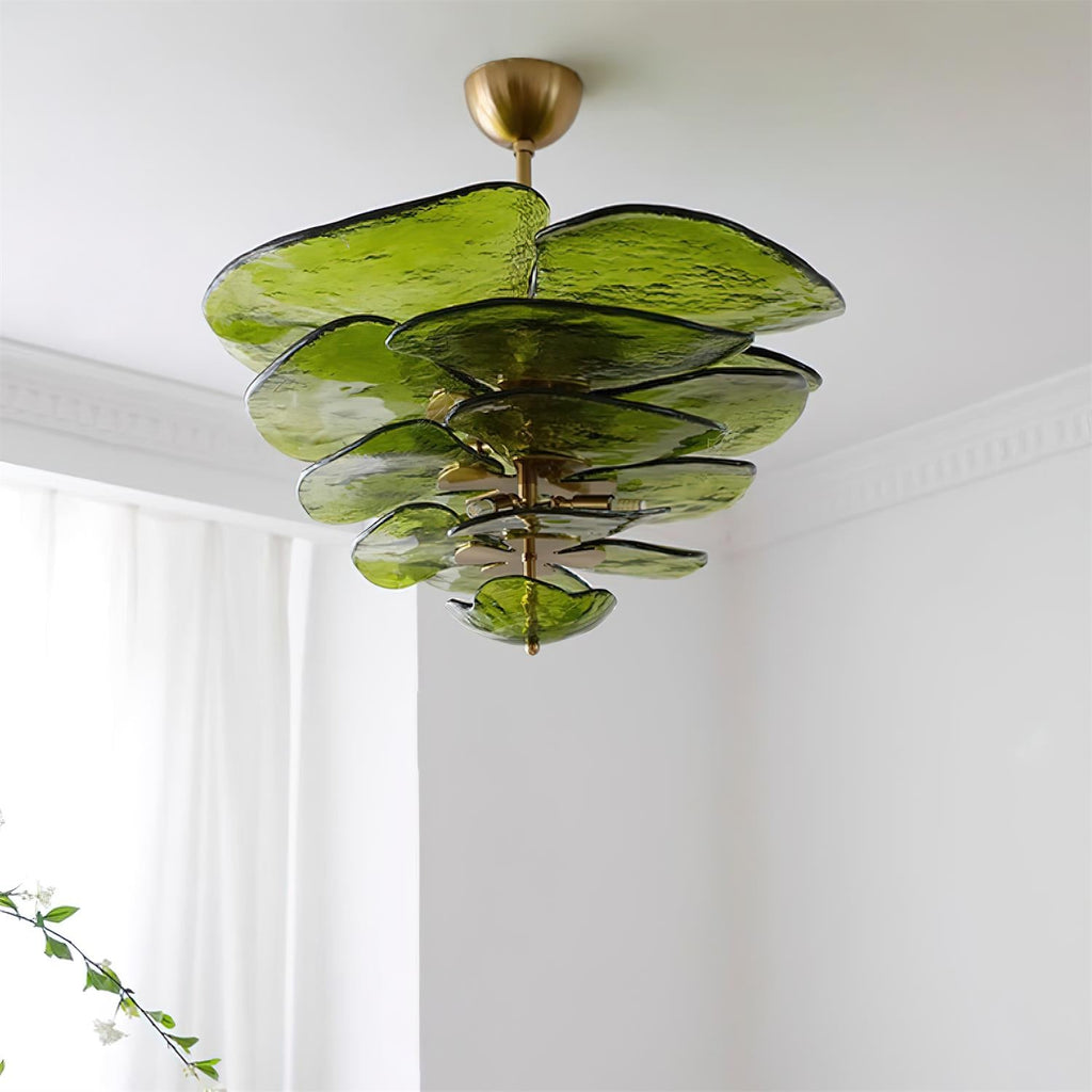 Aurora Chandelier Pétale en Verre Murano Doré Luxe - Neutralighting