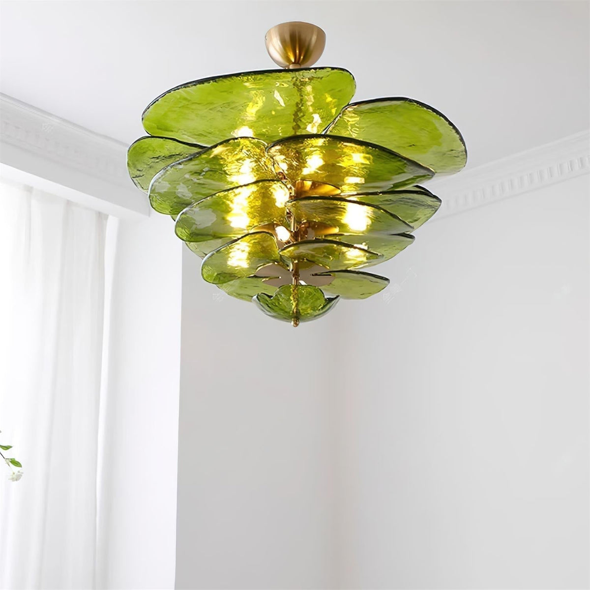 Aurora Chandelier Pétale en Verre Murano Doré Luxe - Neutralighting