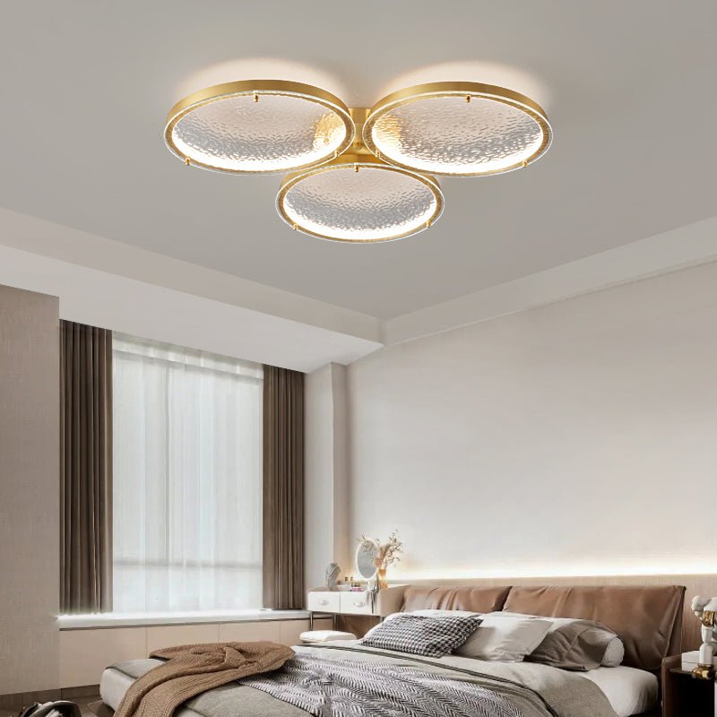 Itale Unique Anneaux Or Laiton Verre Plafonnier - Neutralighting