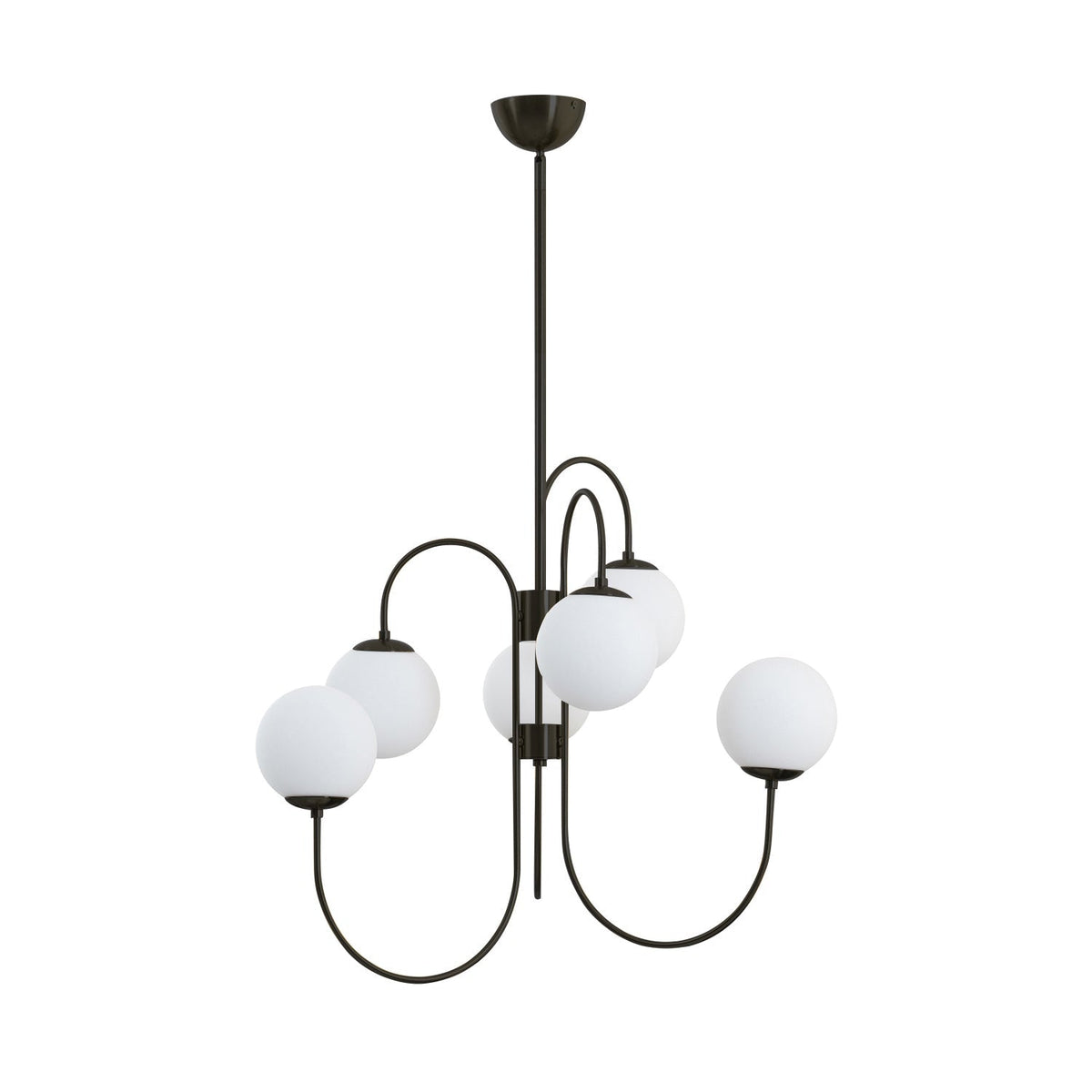Lustra Chandelier en Laiton avec Globe et Bras Courbés - Neutralighting