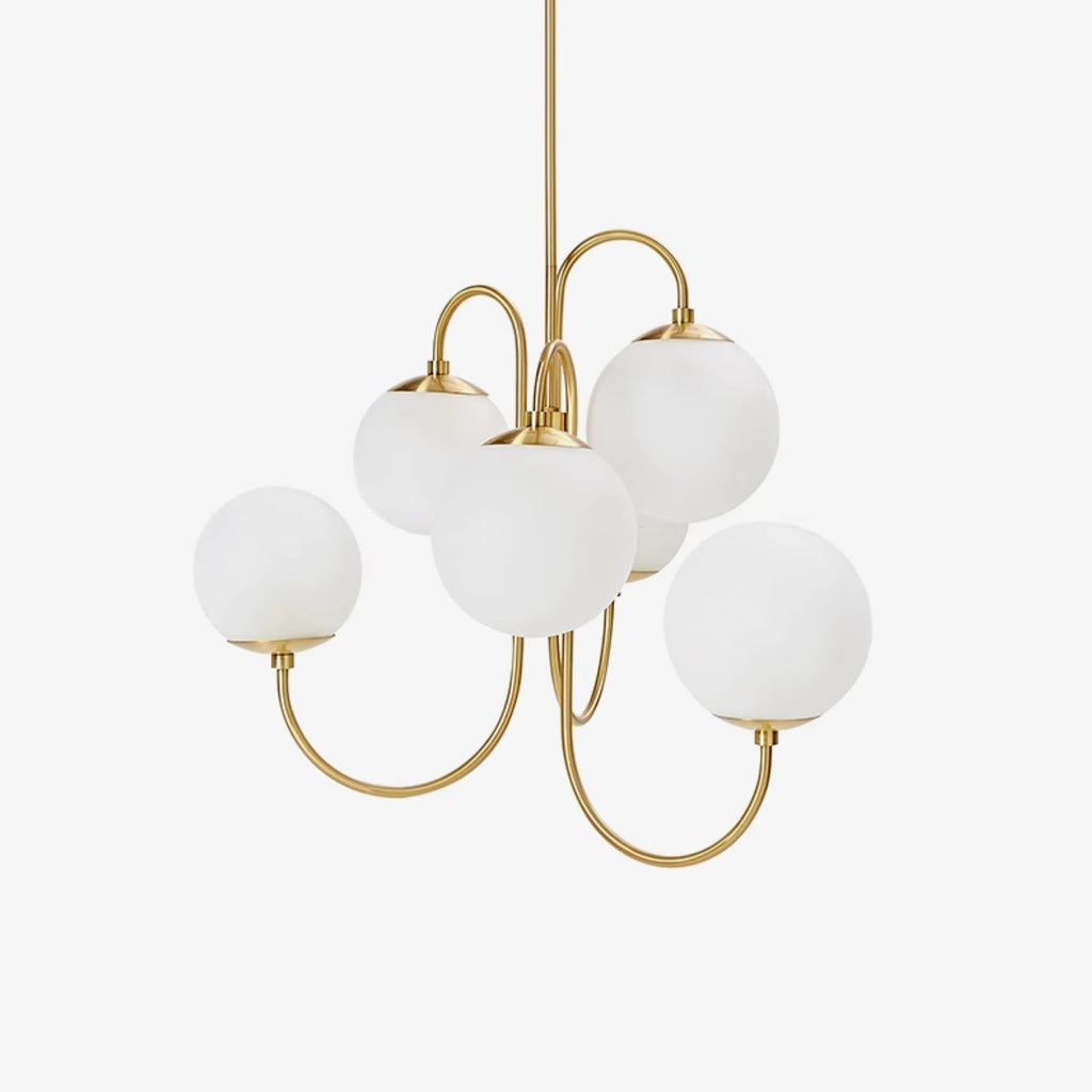 Lustra Chandelier en Laiton avec Globe et Bras Courbés - Neutralighting