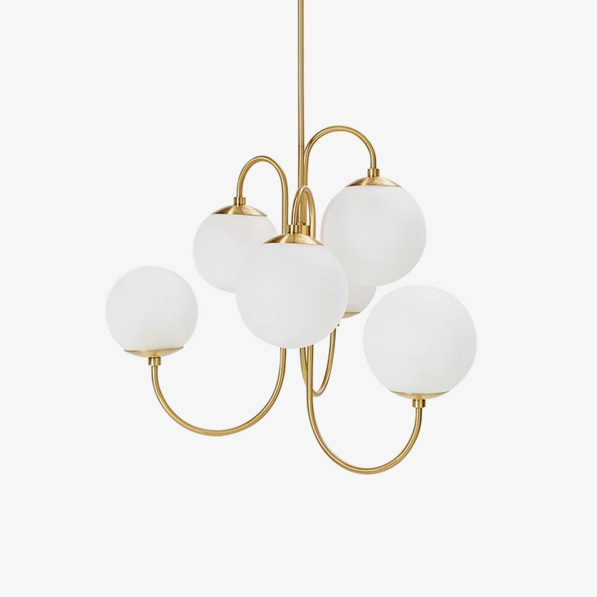 Lustra Chandelier en Laiton avec Globe et Bras Courbés - Neutralighting