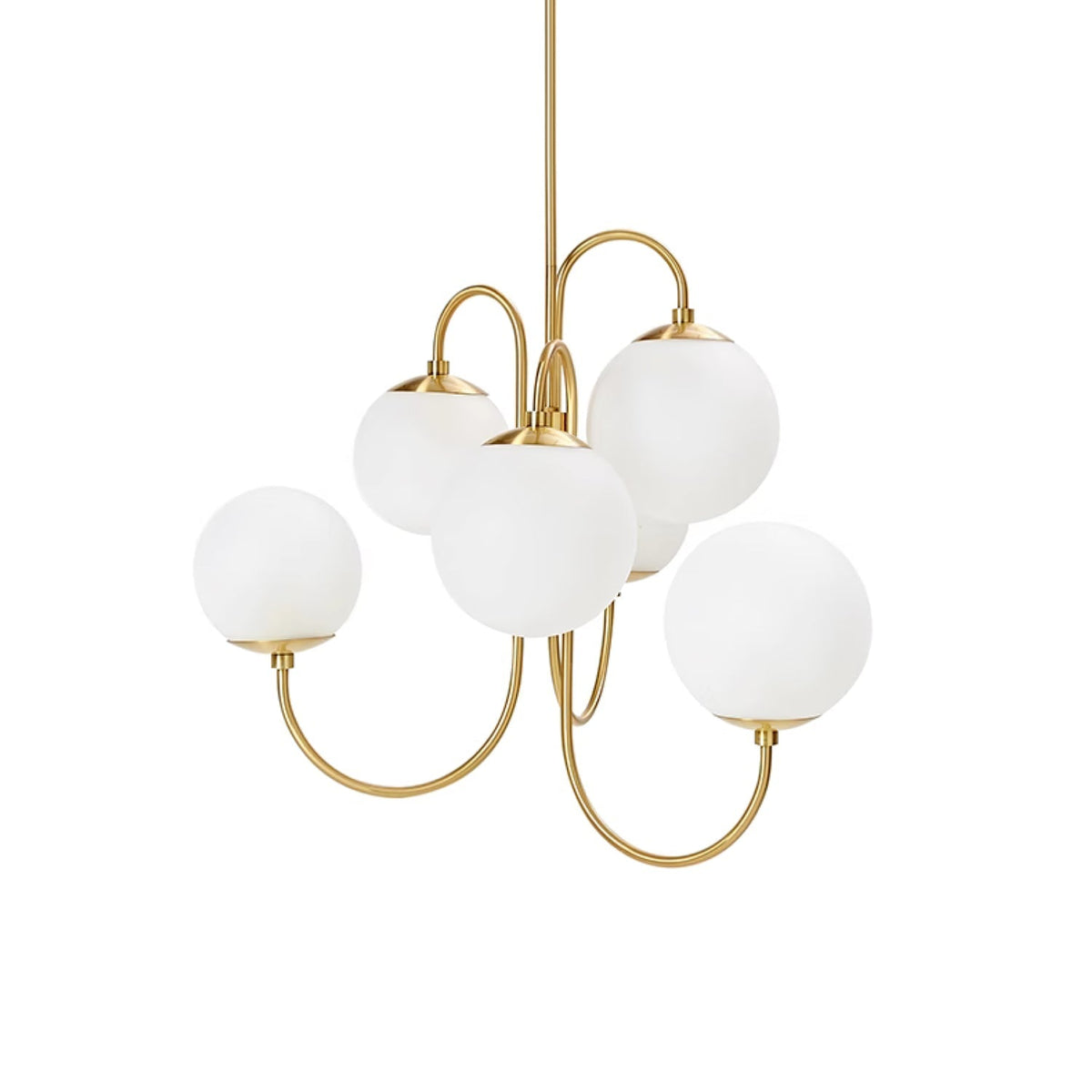 Lustra Chandelier en Laiton avec Globe et Bras Courbés - Neutralighting