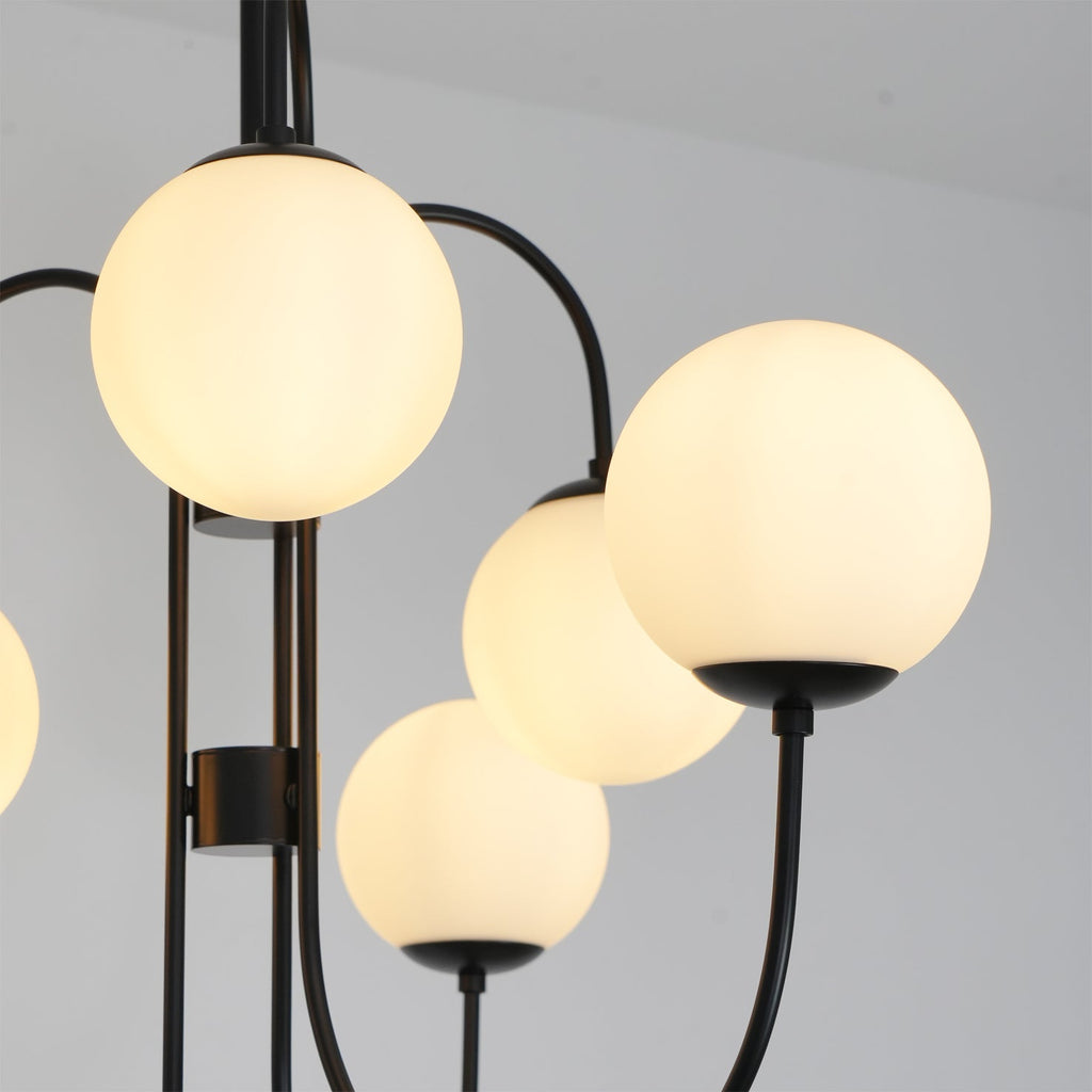 Lustra Chandelier en Laiton avec Globe et Bras Courbés - Neutralighting