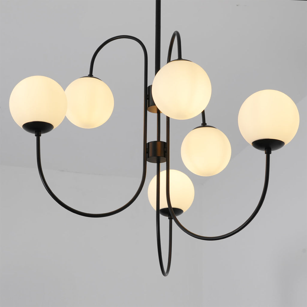 Lustra Chandelier en Laiton avec Globe et Bras Courbés - Neutralighting