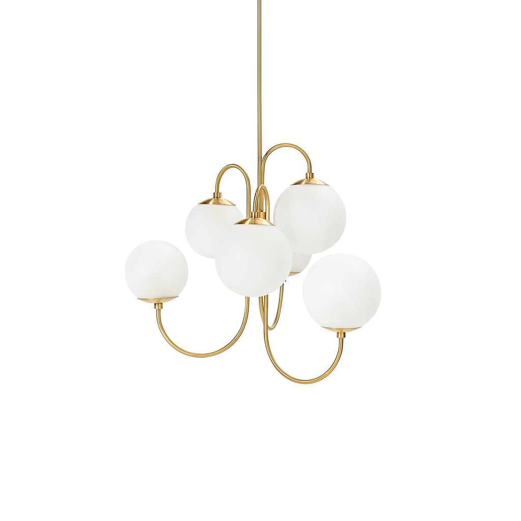 Lustra Chandelier en Laiton avec Globe et Bras Courbés - Neutralighting