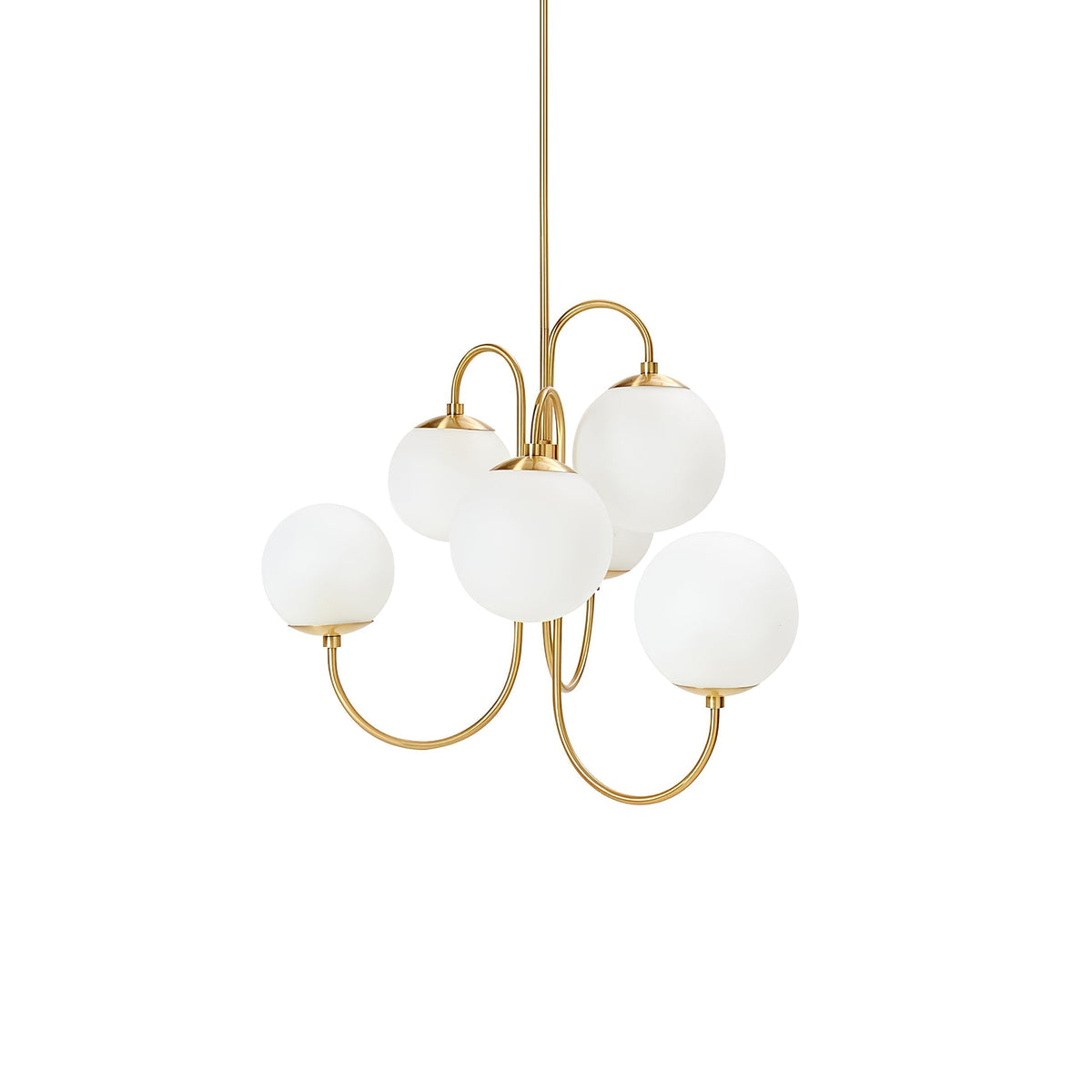 Lustra Chandelier en Laiton avec Globe et Bras Courbés - Neutralighting