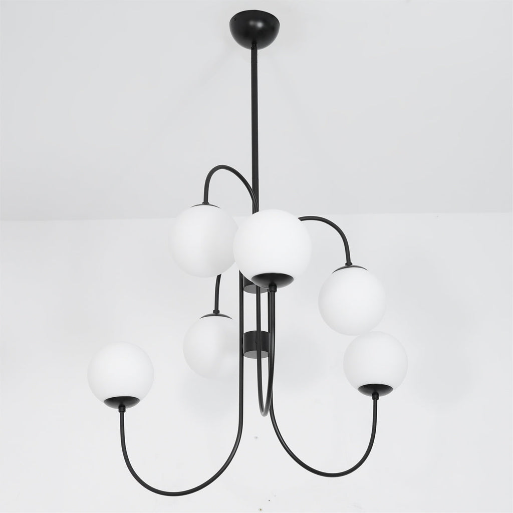 Lustra Chandelier en Laiton avec Globe et Bras Courbés - Neutralighting