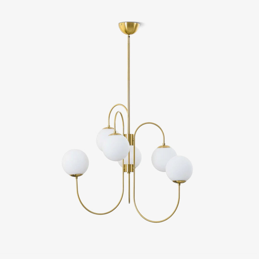 Lustra Chandelier en Laiton avec Globe et Bras Courbés - Neutralighting