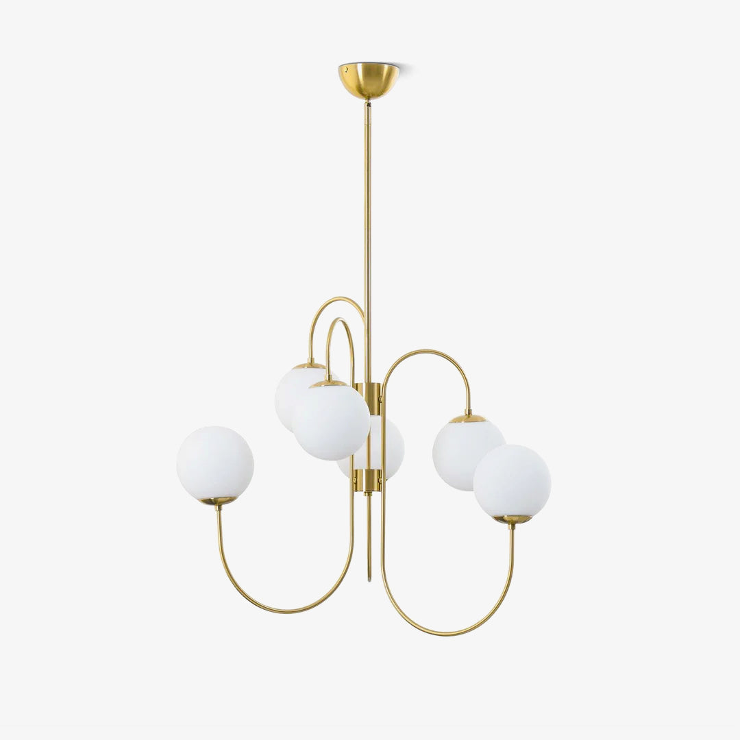 Lustra Chandelier en Laiton avec Globe et Bras Courbés - Neutralighting
