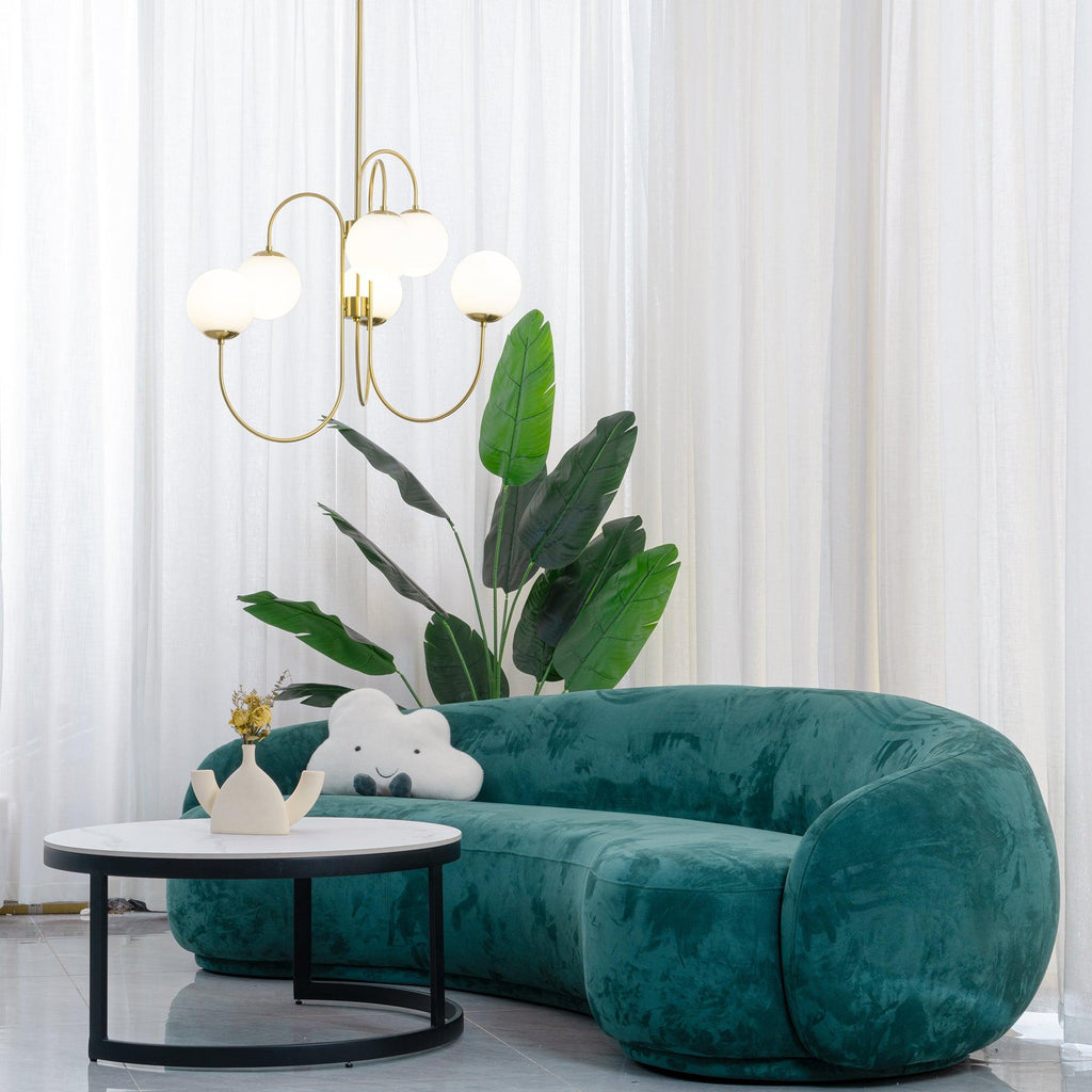 Lustra Chandelier en Laiton avec Globe et Bras Courbés - Neutralighting