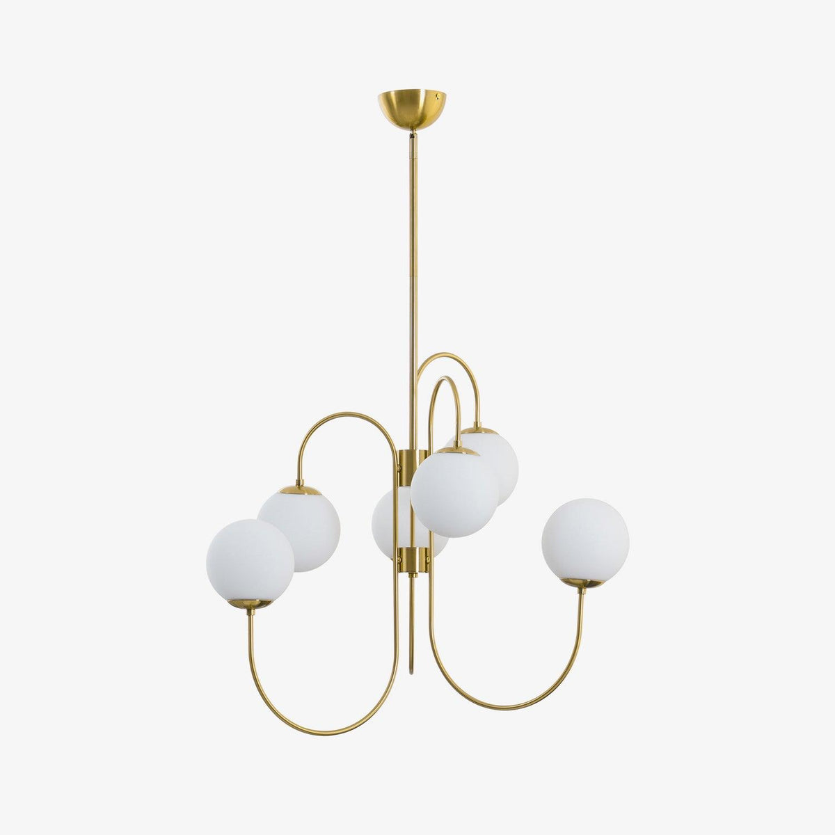 Lustra Chandelier en Laiton avec Globe et Bras Courbés - Neutralighting