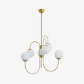 Lustra Chandelier en Laiton avec Globe et Bras Courbés - Neutralighting