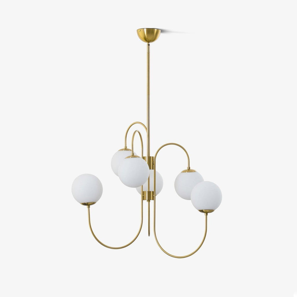 Lustra Chandelier en Laiton avec Globe et Bras Courbés - Neutralighting