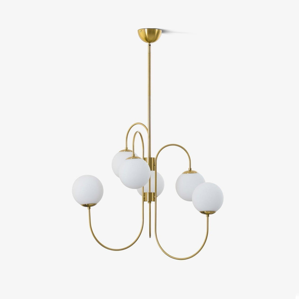 Lustra Chandelier en Laiton avec Globe et Bras Courbés - Neutralighting