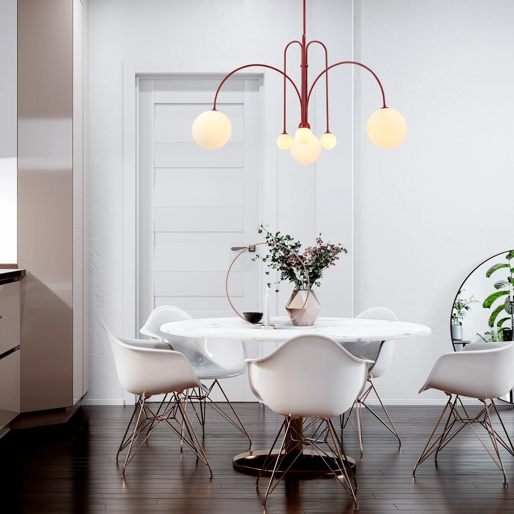 Lustra Chandelier Globe Rouge Moderne - Neutralighting