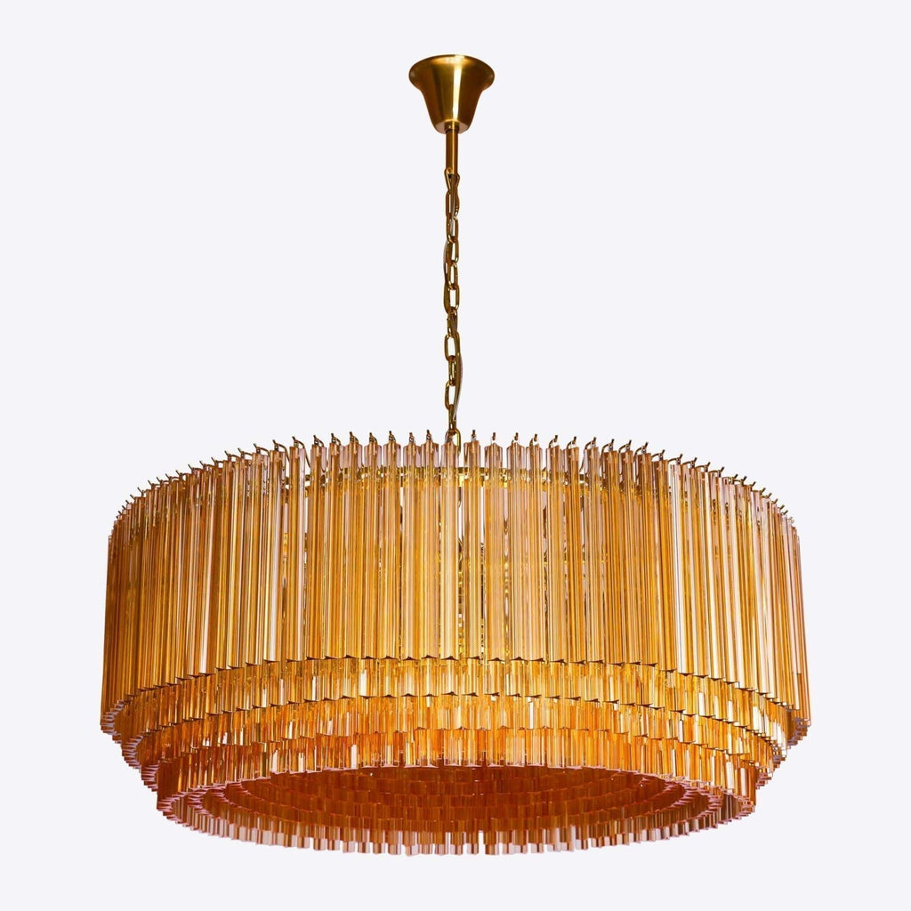 Aurora Chandelier en Verre Ambre Tambour - Neutralighting