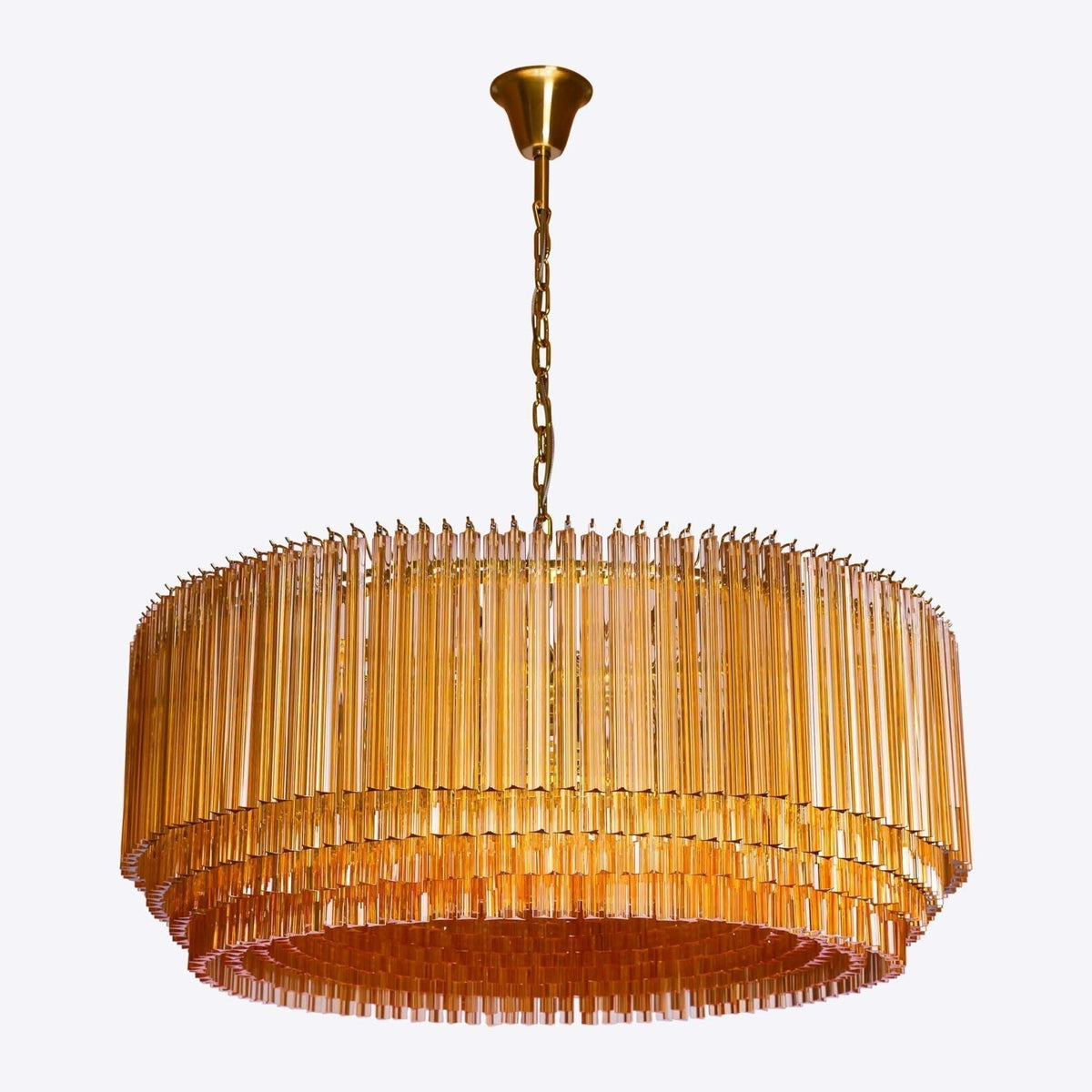 Aurora Chandelier en Verre Ambre Tambour - Neutralighting