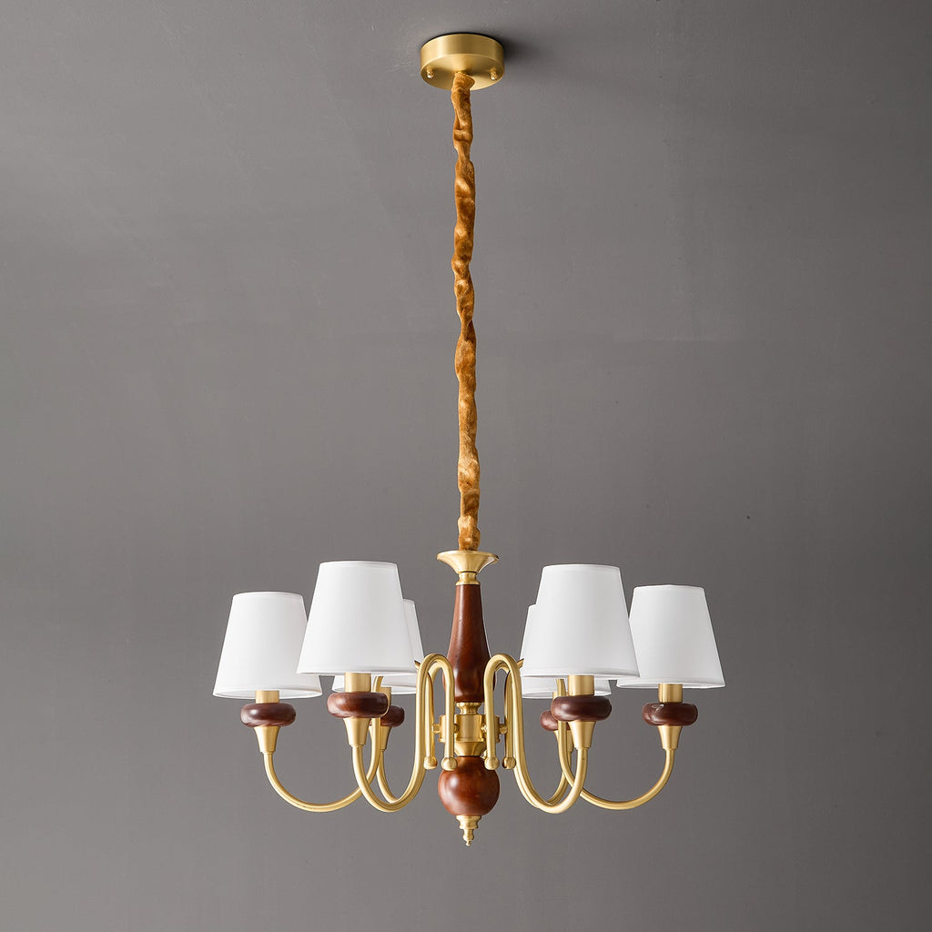 Zovena Lustre Vintage Élégant en Tissu et Bois - Neutralighting