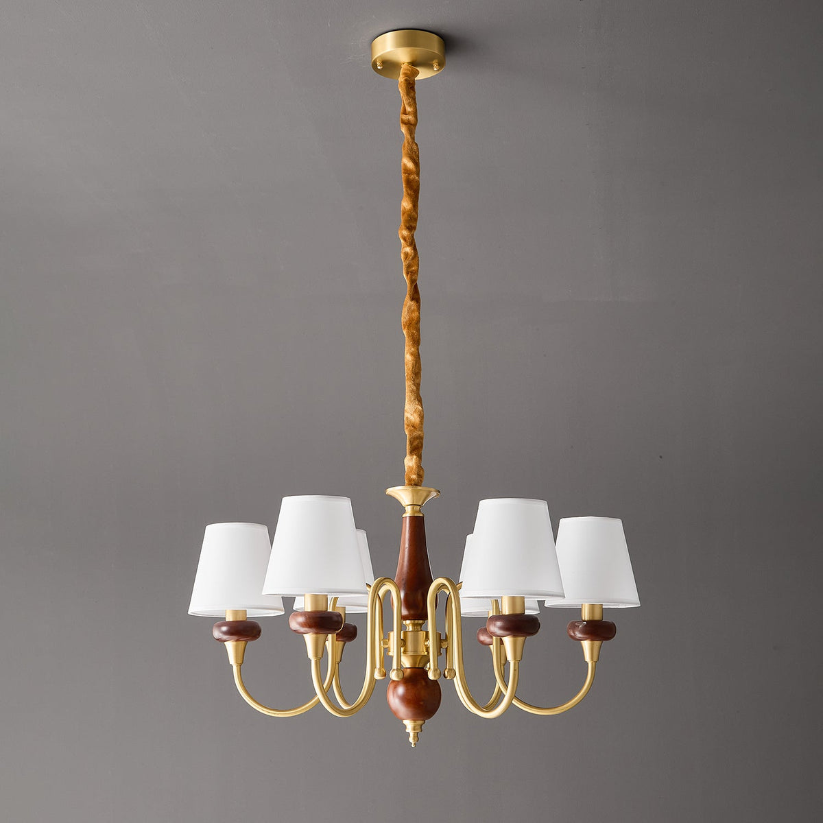 Zovena Lustre Vintage Élégant en Tissu et Bois - Neutralighting